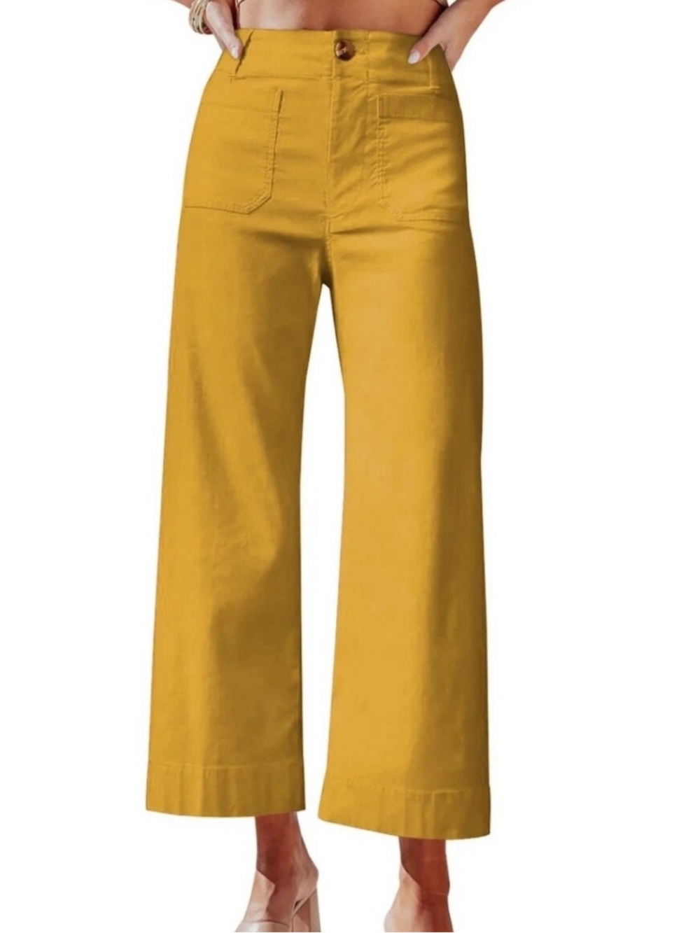 Anthropologie Maeve Colette Wide Leg Mustard Yellow Pants Size 26